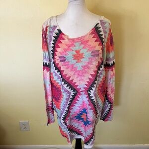 Luna Chic Colorful Geometric Pattern Sweater size medium